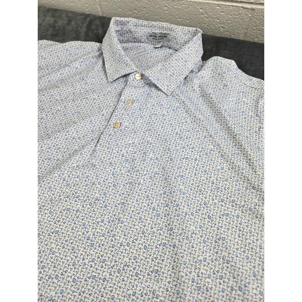 Peter Millar Light Blue Patterned Polo - Picture 4 of 9